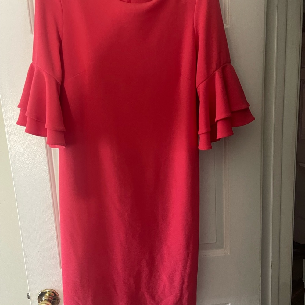 RN Studio Coral 8 Sheath Party Dress 3/4 Sleeve Retail $74